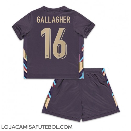 Camisa de Futebol Inglaterra Conor Gallagher #16 Equipamento Secundário Infantil Europeu 2024 Manga Curta (+ Calças curtas)